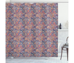 Colorful Blooms Curls Shower Curtain