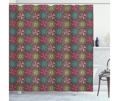 Bows Circles Retro Shower Curtain