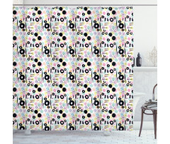 Colorful Dots Scribbles Shower Curtain