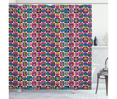 Checkered Doodle Eggs Shower Curtain