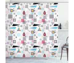 Memphis Cubes Arrows Shower Curtain