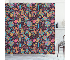 Doodle Scattered Dots Shower Curtain