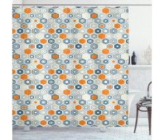 Bullseye Hexagon Motifs Shower Curtain