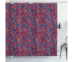 Blooms Swirled Stripes Shower Curtain