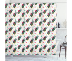 Sketch Style Fruits Shower Curtain