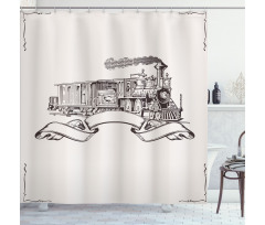 Old School Locomotive Shower Curtain