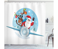 Reindeer and Santa Shower Curtain