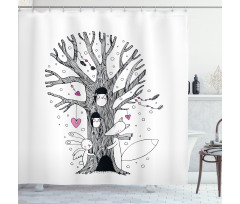 Tree Playing Children Shower Curtain
