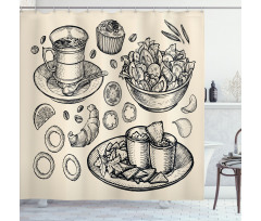 Nachos Croissant Tea Shower Curtain