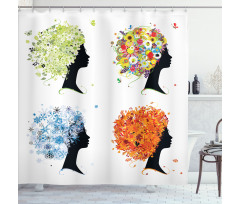 4 Season Woman Hair Shower Curtain