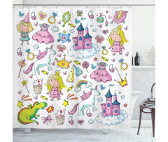 Girls Fairytale Theme Shower Curtain