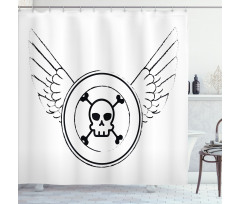 Grungy Stamp with Wings Shower Curtain