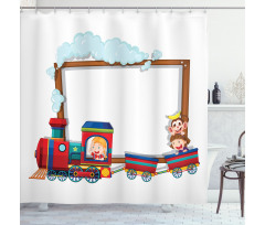 Children on Cartoon Train Shower Curtain