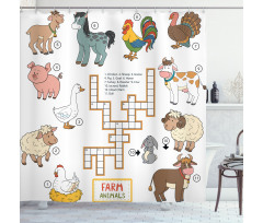 Crossword Farm Animal Shower Curtain
