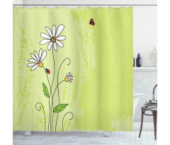 Chamomile Ladybugs Art Shower Curtain