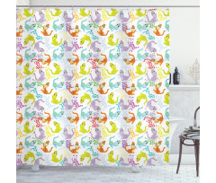 Friendly Cartoon Dragons Shower Curtain