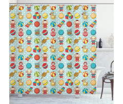 Vintage Children`s Toys Shower Curtain