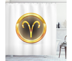 Yellow Round Sign Shower Curtain