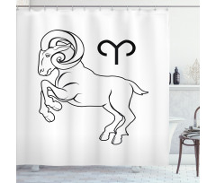 Horned Animal Art Shower Curtain