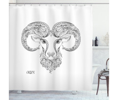 Line Art Floral Tattoo Shower Curtain