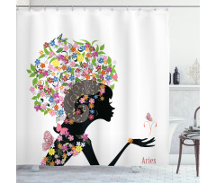 Girl with Flowers Shower Curtain