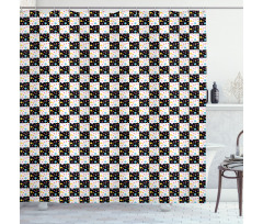 Checkered Dotted Tile Shower Curtain