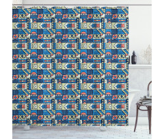 Folk Geometric Shower Curtain