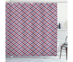 Checkered Diagonal Lines Shower Curtain