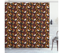 Goldfinch Berry Pattern Shower Curtain