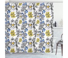 Peony Hydrangea Violets Shower Curtain