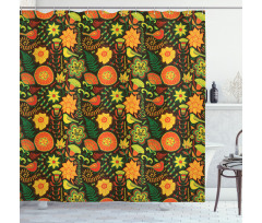 Ornate Birds Flowers Shower Curtain