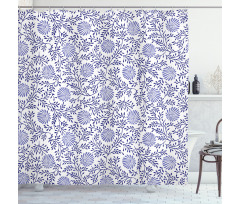 Japanese Bluebell Motif Shower Curtain