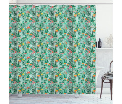 Pink Tulips Foliage Shower Curtain