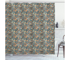 Leaves with Paintbrush Shower Curtain