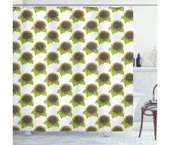 Spring Sunflower Sketch Shower Curtain