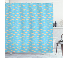 Hand Drawn Style Flock Shower Curtain