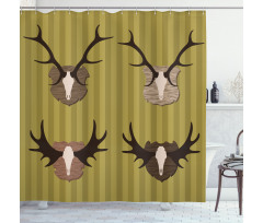 Deer Mous Horns Trophy Shower Curtain