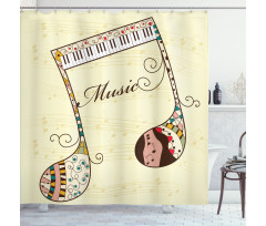 Keyboard Musical Note Shower Curtain