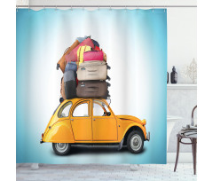 Old Car with Luggage Shower Curtain