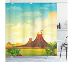 Prehistoric Mountain Shower Curtain