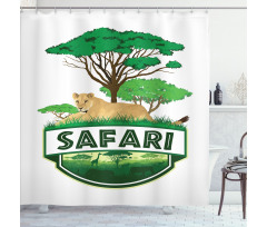 African Green Trees Lion Shower Curtain