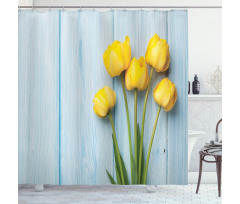 Yellow Flowers Rustic Shower Curtain