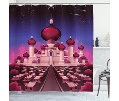 Castle at Night Shower Curtain