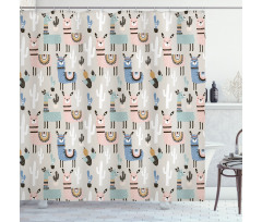 Llama Cartoon Kids Art Shower Curtain