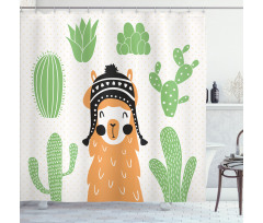 Llama in Hat Smiling Shower Curtain