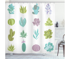 Tropical Desert Plants Shower Curtain