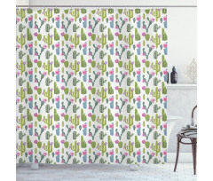 Saguaro Plant Floral Shower Curtain