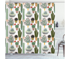 Succulents Flower Pots Shower Curtain