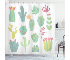 Hand Drawn Style Cacti Shower Curtain