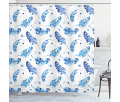 Watercolor Quill Motifs Shower Curtain